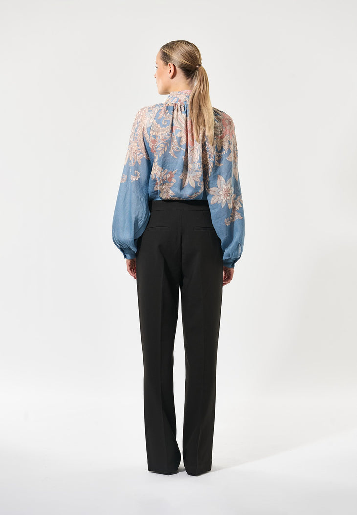 Dea Kudibal NITA NS Bluse w Stand Collar Eiko Blomstret Blå