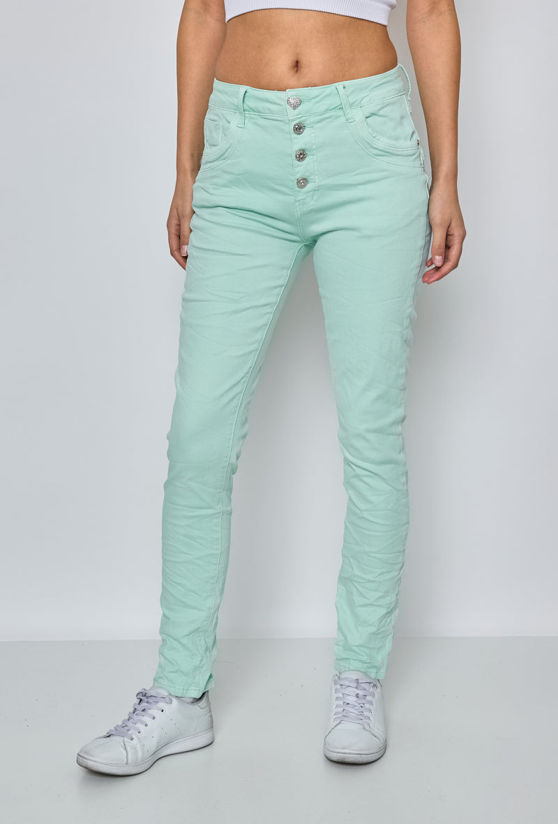 Jewelly Spri Jeans Knapper Turkis Mint