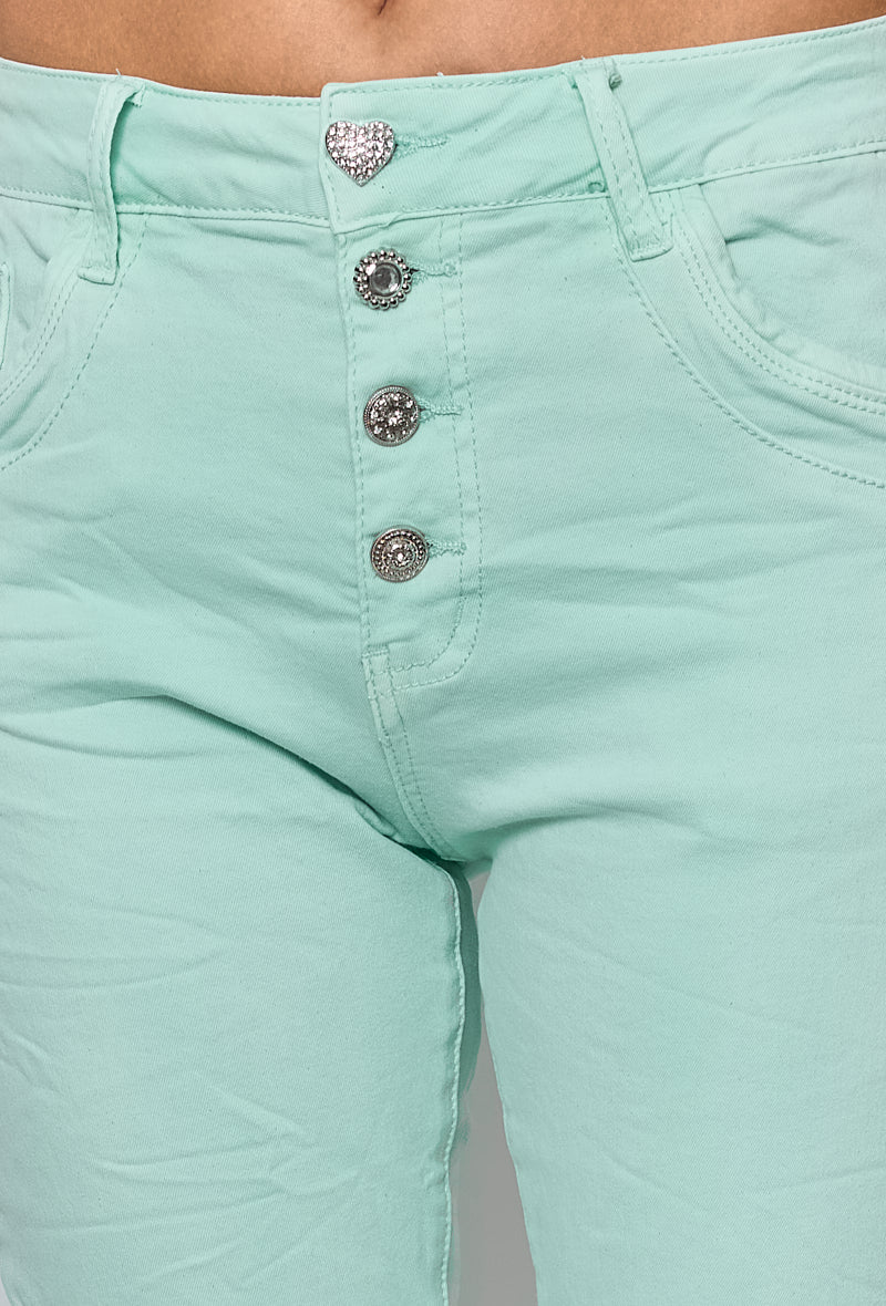 Jewelly Spri Jeans Knapper Turkis Mint