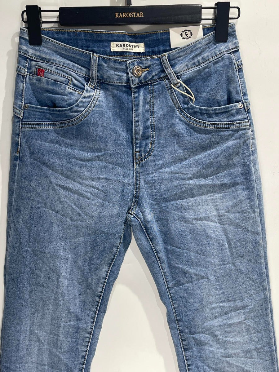 Karostar SUMI Jeans Lynlås Raw Sten Bukseben Blå