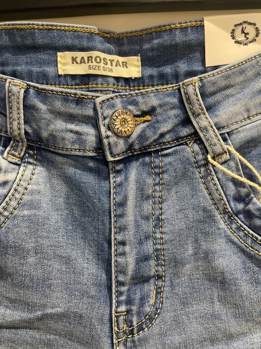 Karostar SUMI Jeans Lynlås Raw Sten Bukseben Blå