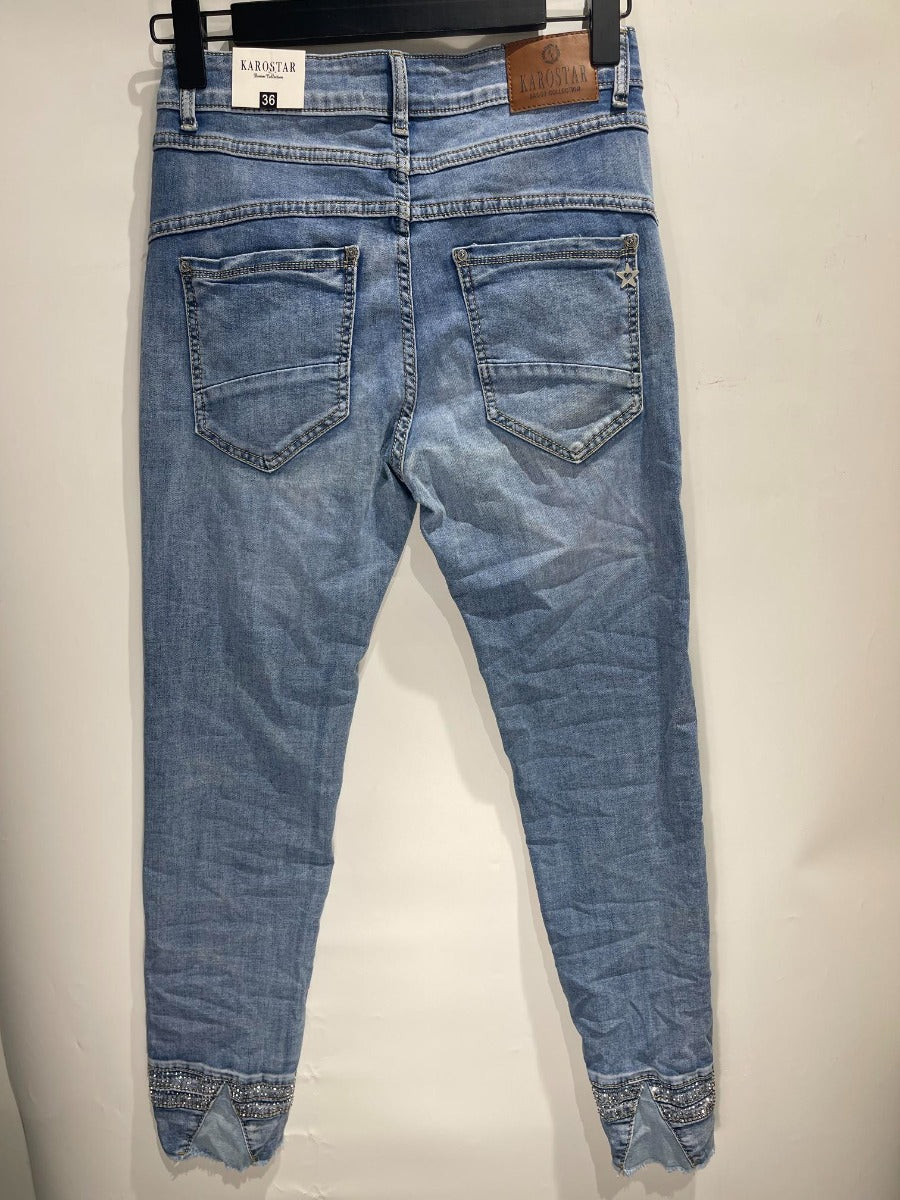 Karostar SUMI Jeans Lynlås Raw Sten Bukseben Blå