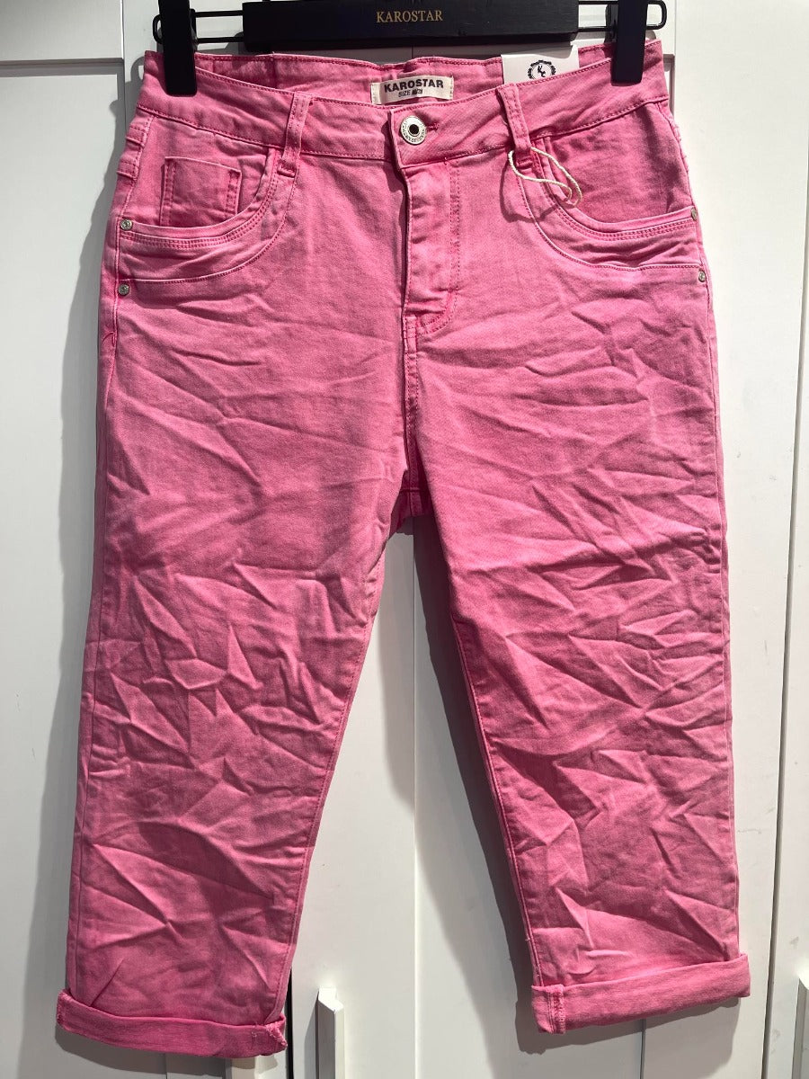 Karostar SUMI Capri Lynlås Jeans Raspberry