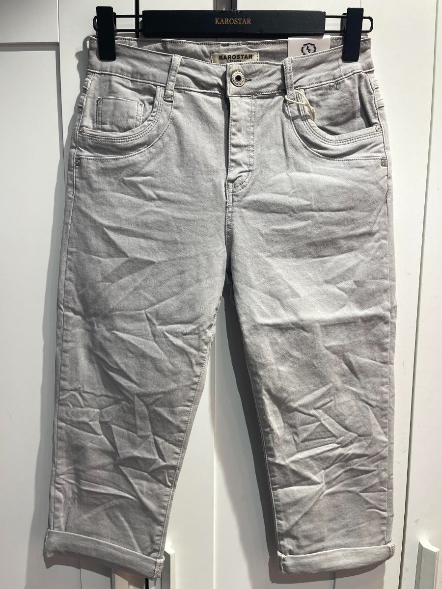 Karostar SUMI Capri Lynlås Jeans Grå