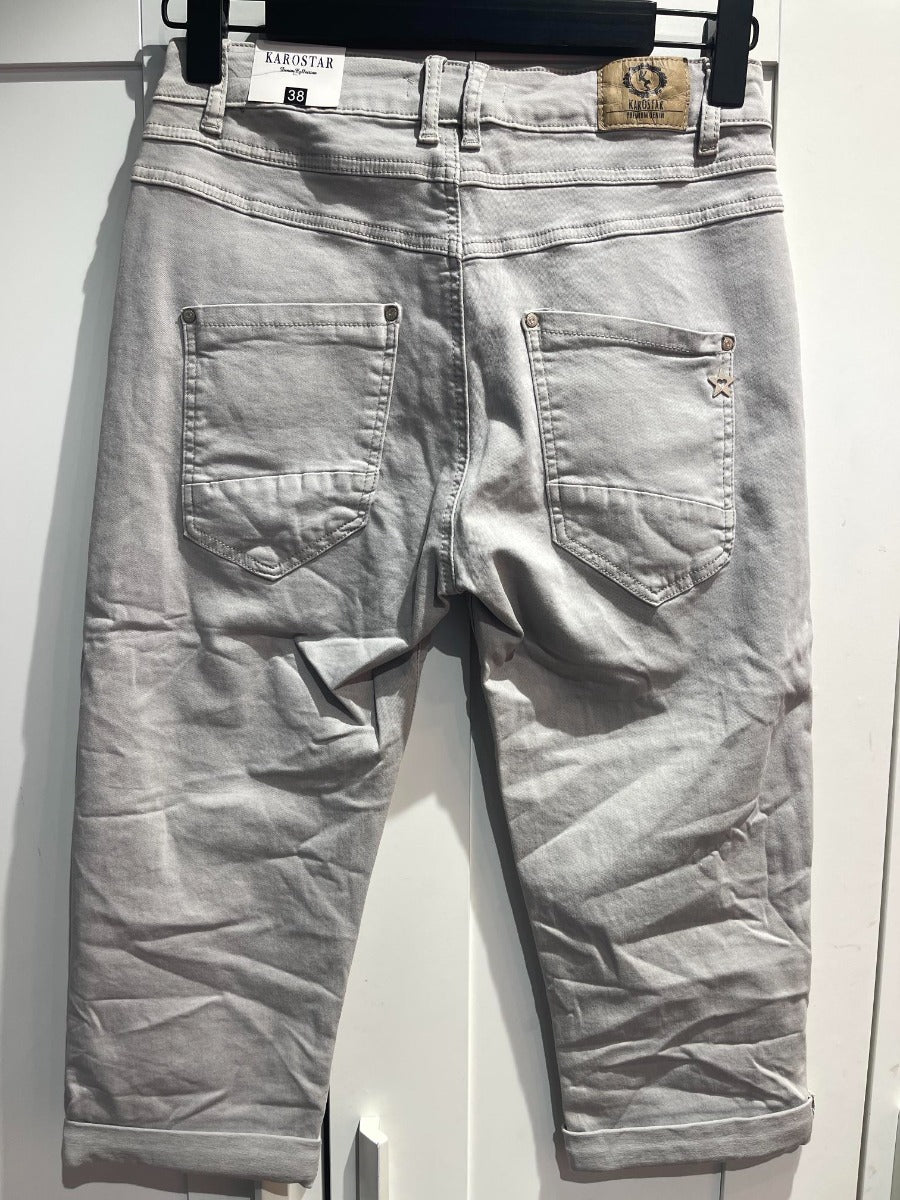 Karostar SUMI Capri Lynlås Jeans Grå