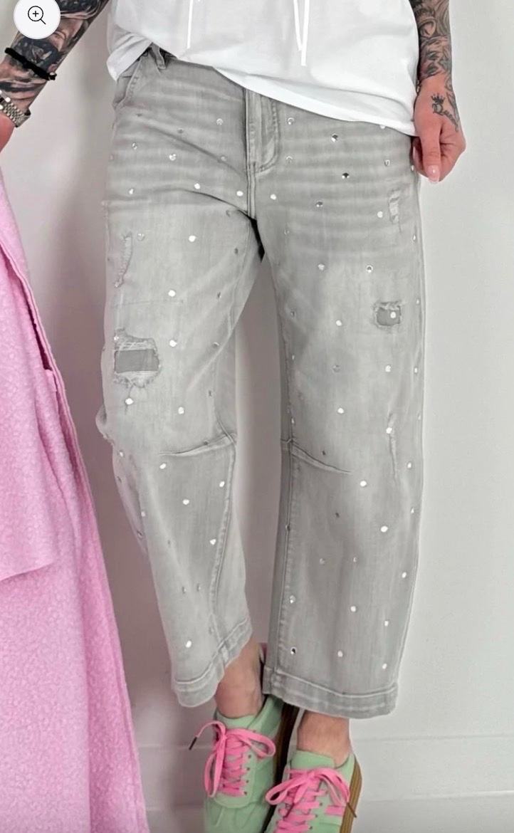 Sexy Women Jeans Destroy Nitter Grå
