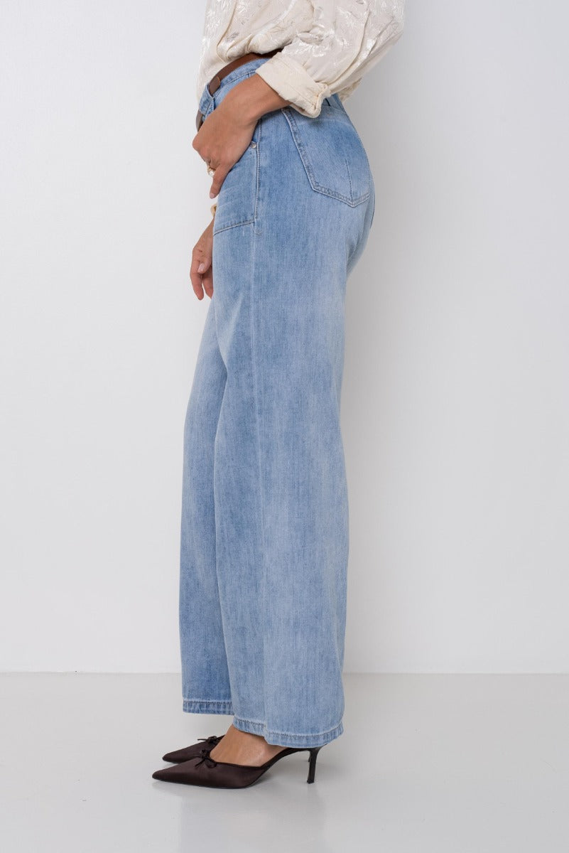 Place Du Jour JUNE Jeans Lynlås Wide Denim Blå