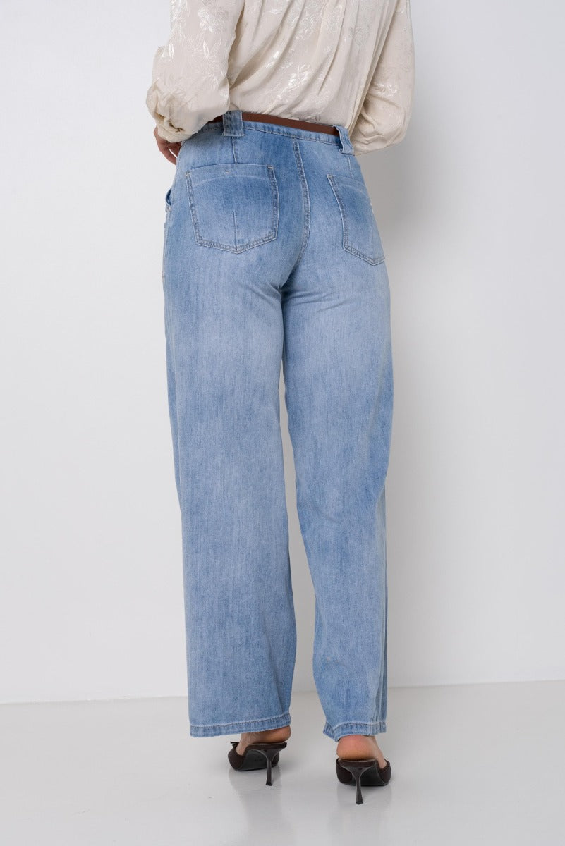 Place Du Jour JUNE Jeans Lynlås Wide Denim Blå