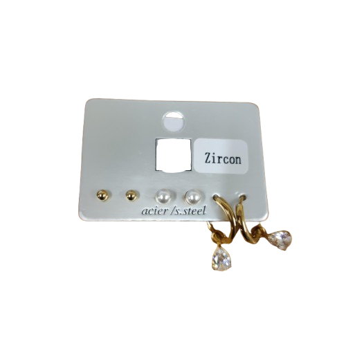 Löwenstein Øreringe 3 Pack Zircon Clear Perle Guld