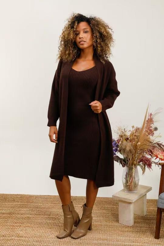 Löwenstein BLEUET Kjole Cardigan Sæt Coffee Brun Onesize