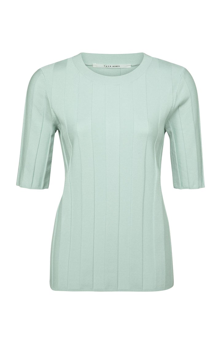 YAYA Sweater Fin Strikket m Rib Lys Grøn