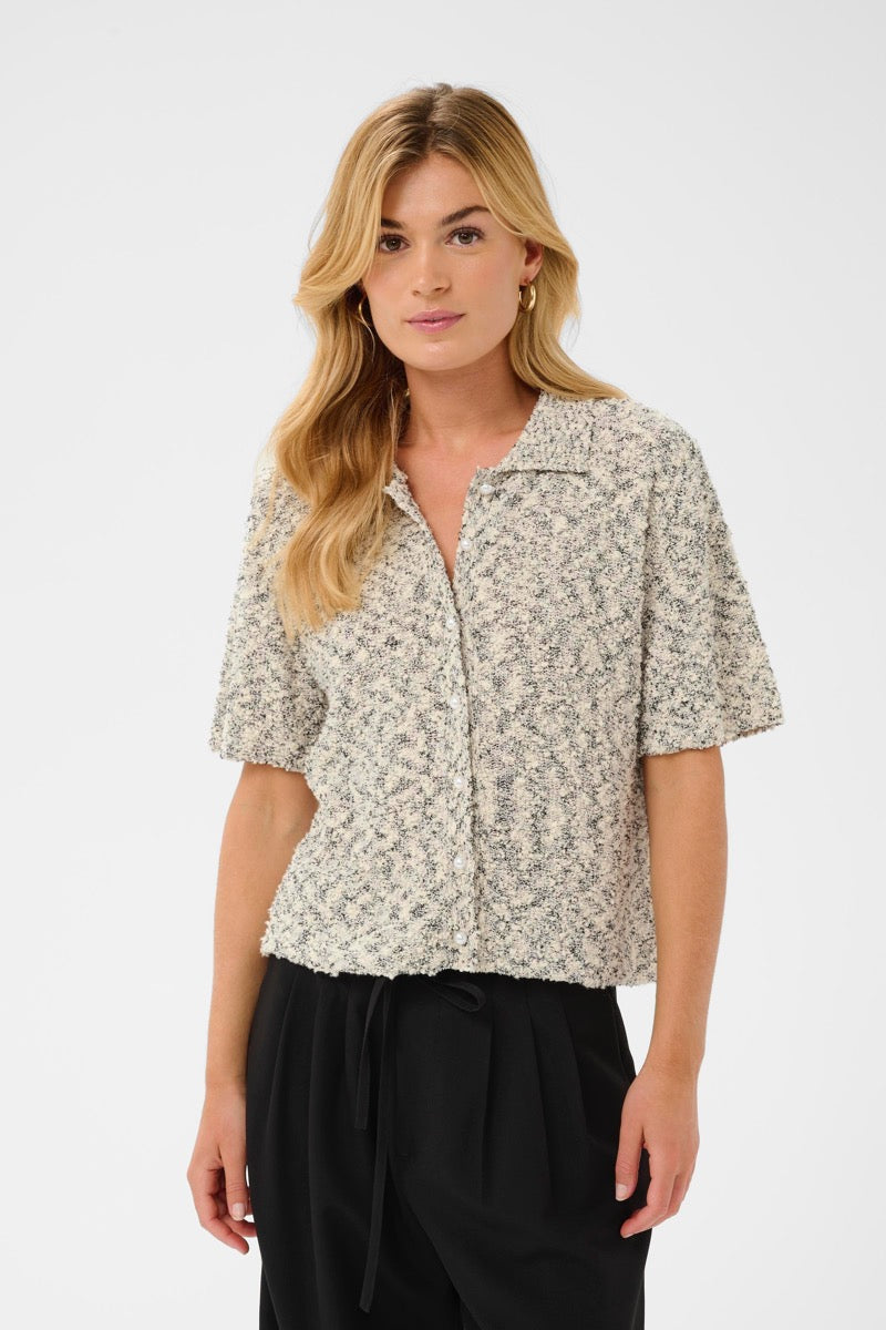 Karen By Simonsen Unice Cardigan Egret Melange Hvid