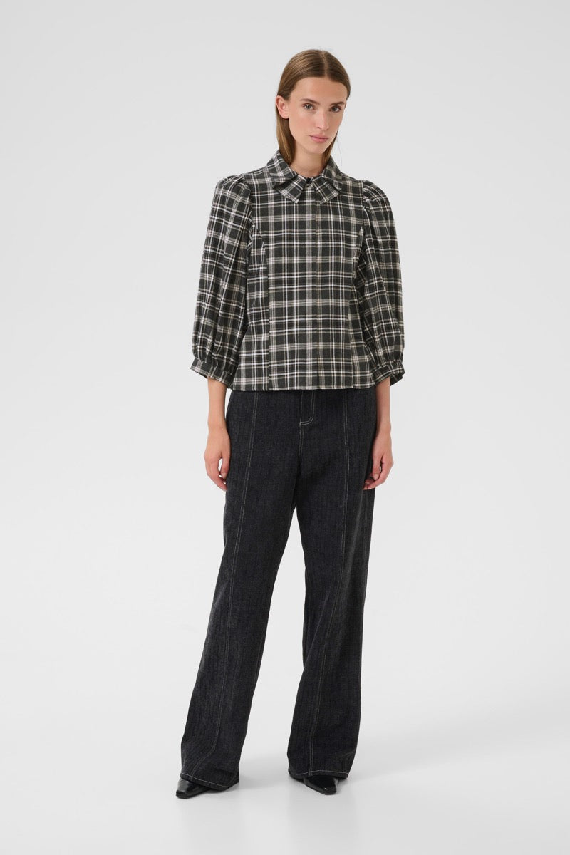 Karen By Simonsen Belis Frosty Bluse Thunderstorm Check Grå