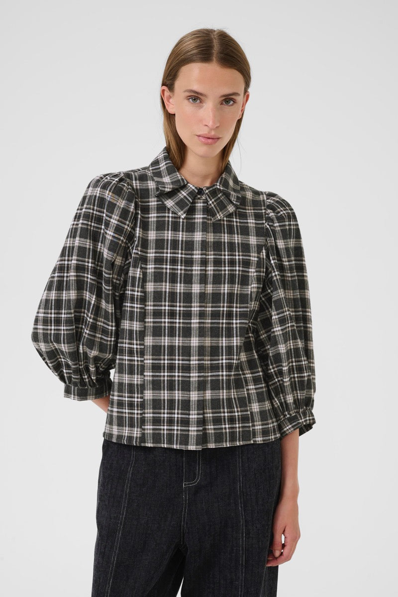 Karen By Simonsen Belis Frosty Bluse Thunderstorm Check Grå