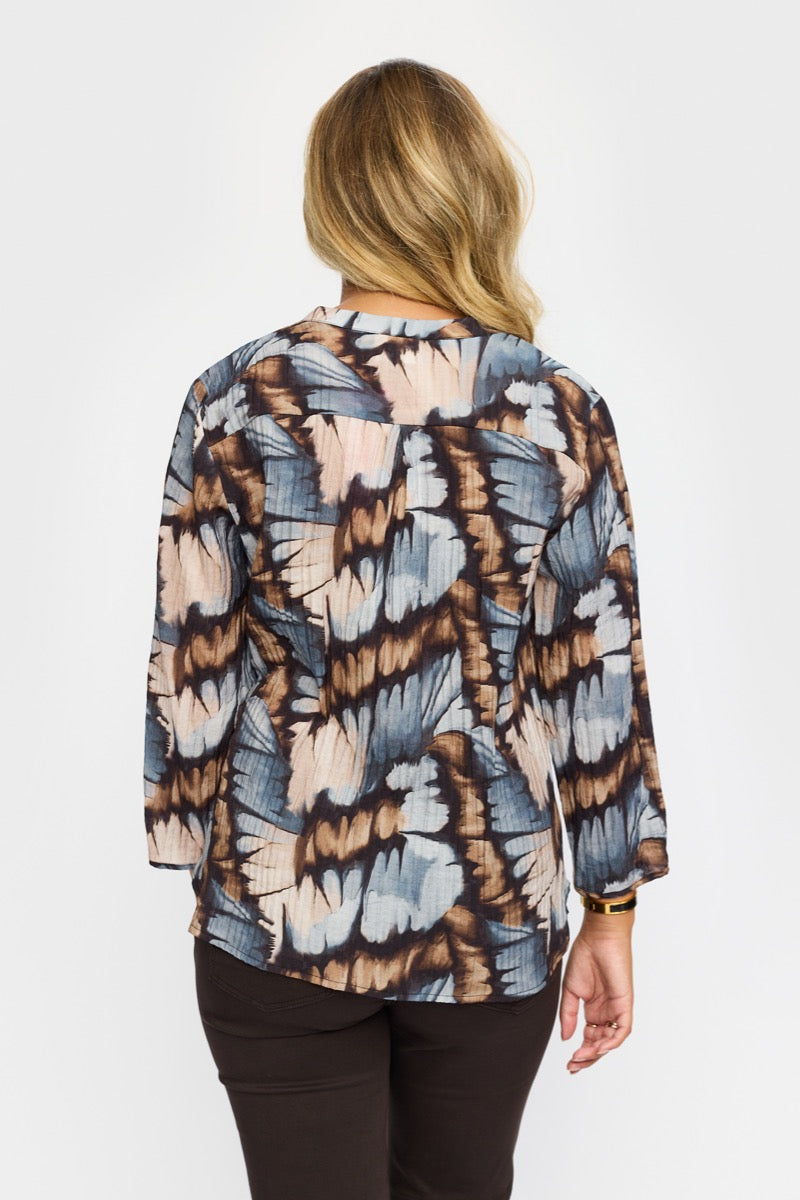 2 Biz Amoa Bluse Brun Blå