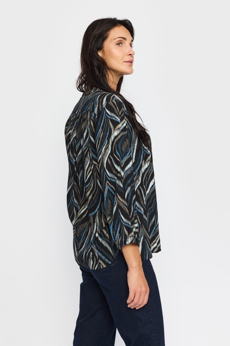 2 Biz Dorte Bluse Blå Brun