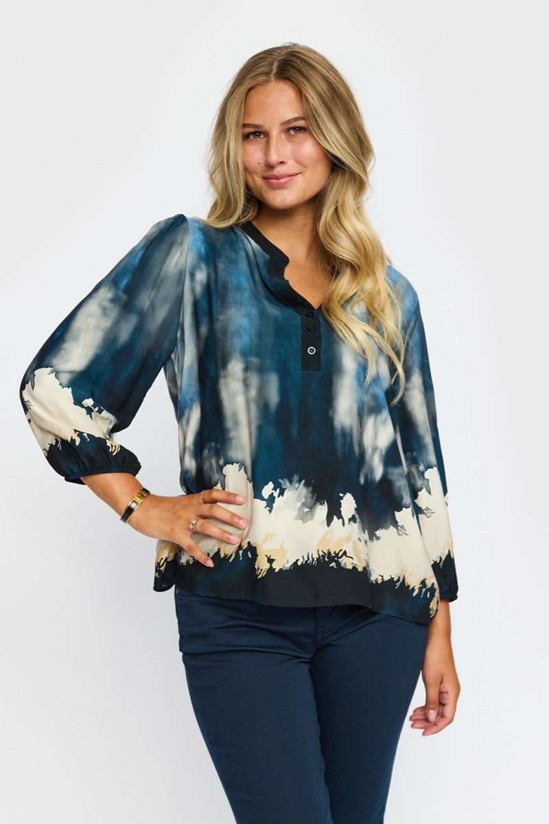 2 Biz Eline Bluse Wave Blå