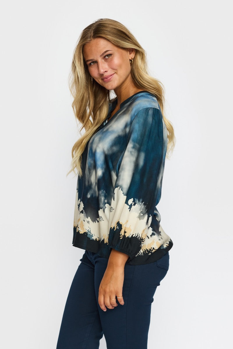 2 Biz Eline Bluse Wave Blå