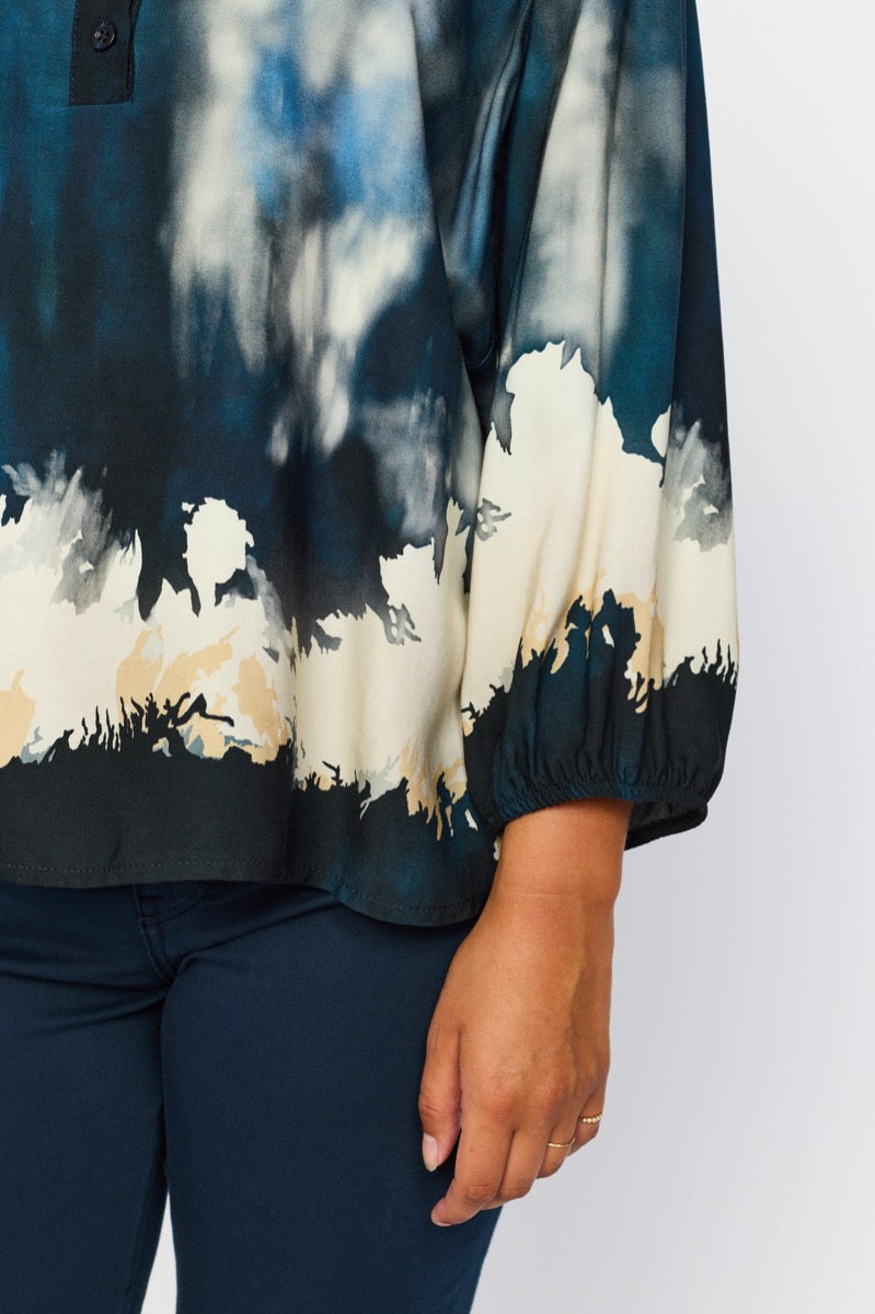 2 Biz Eline Bluse Wave Blå