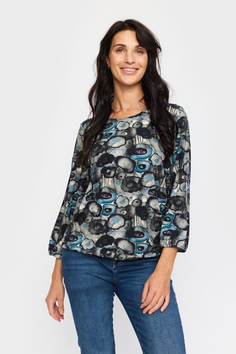 2 Biz Tandy Bluse Blomster Blå