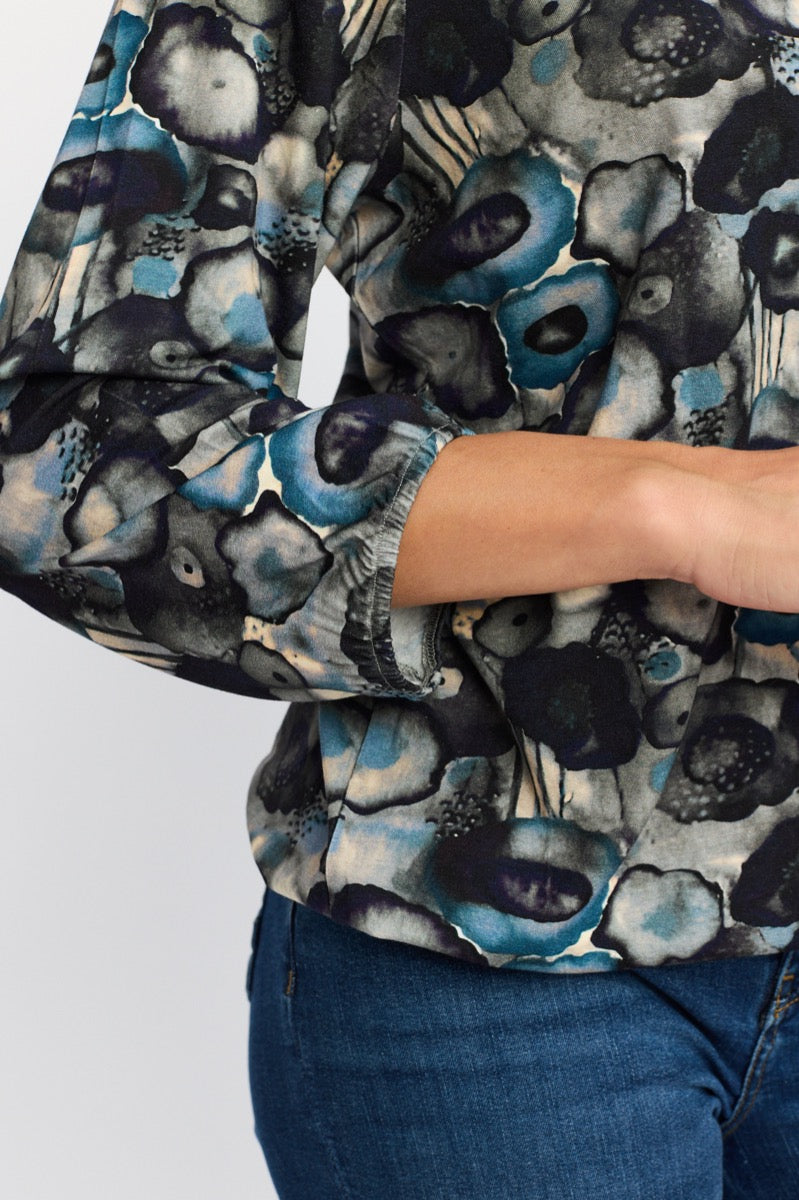 2 Biz Tandy Bluse Blomster Blå