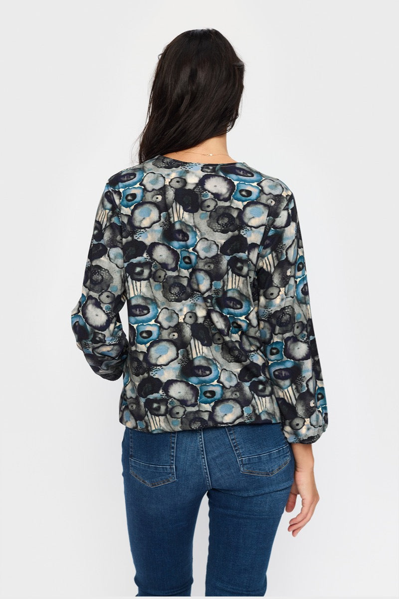 2 Biz Tandy Bluse Blomster Blå