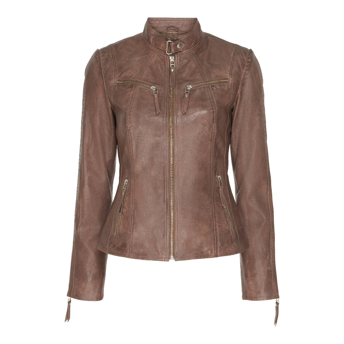 BTF CPH Biker Lammeskinds Jakke stone w. Silver ACC