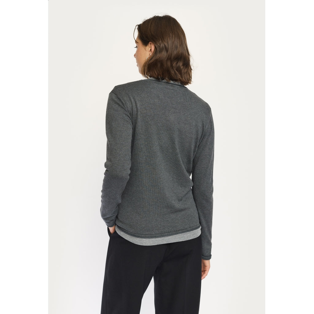 Soft Rebels Marla Strik O-Neck Roll Chimera Melange Grå