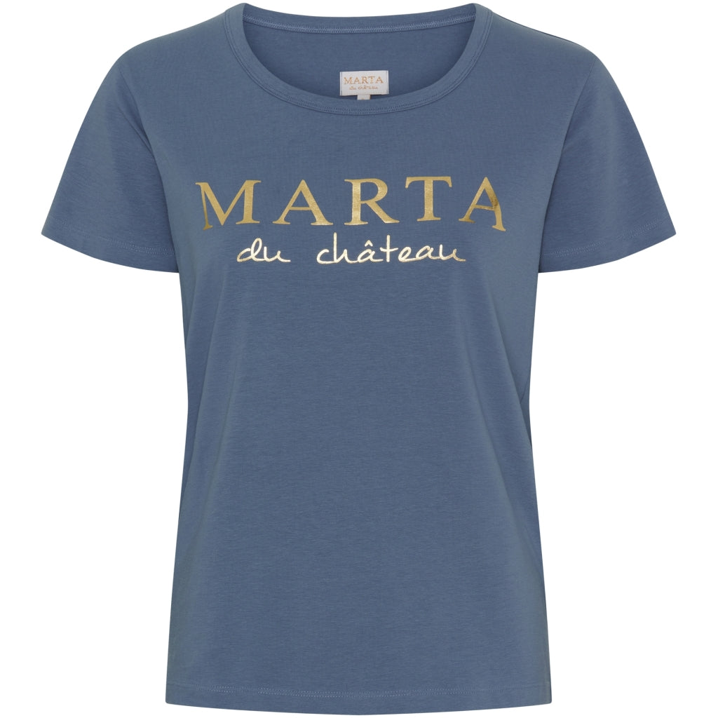 Marta Du Chateau Jeanette T Shirt Logo Denim Blå