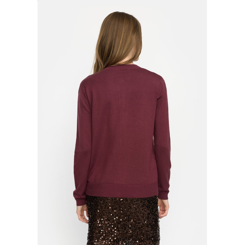 Soft Rebels Marla Strik Cardigan Tawny Port Rød