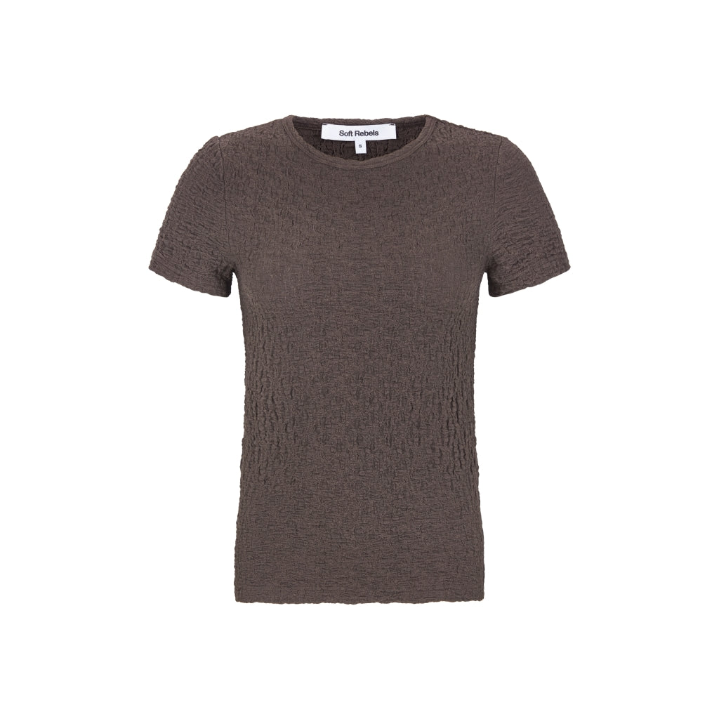 Soft Rebels Gizelle O Neck SS Top Coffee Brun
