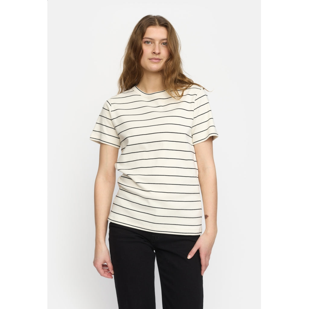 Soft Rebels Hella GOTS T Shirt Strbet Creme Sort