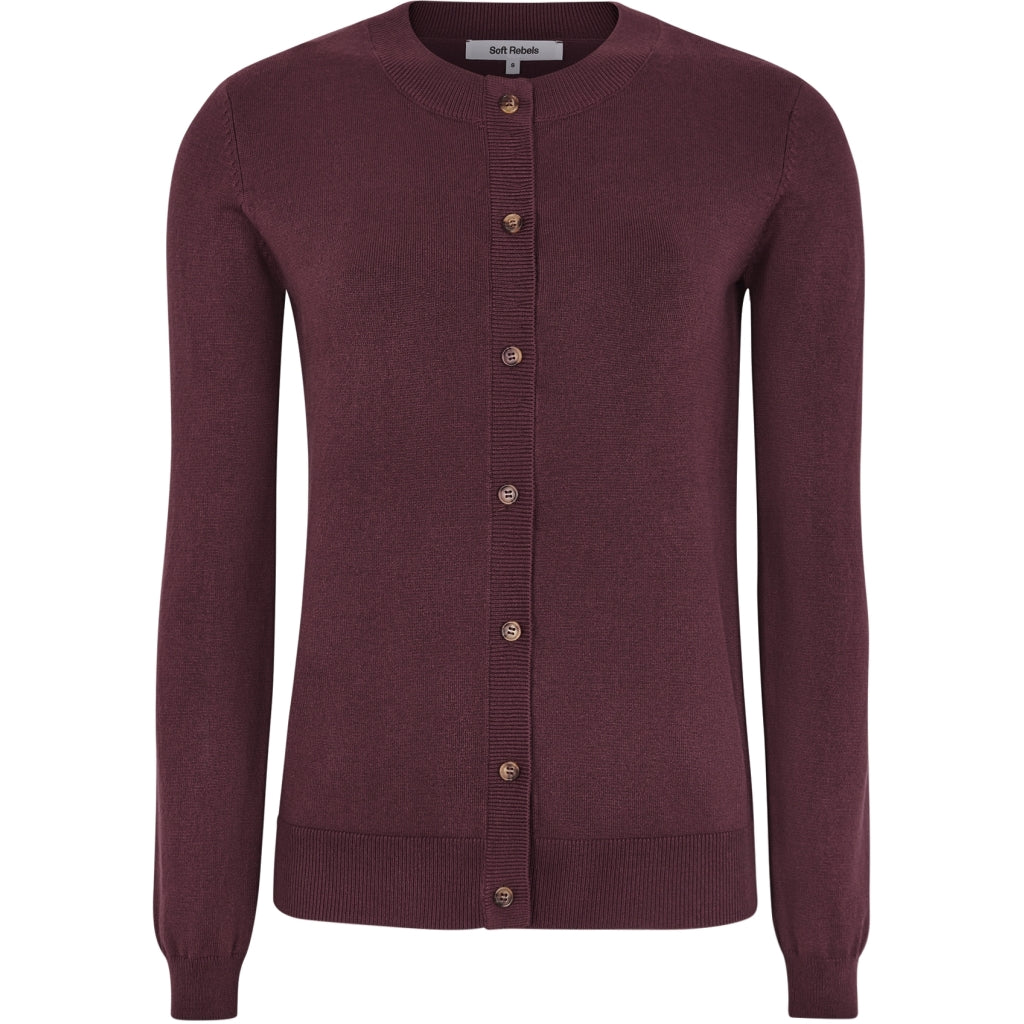 Soft Rebels Marla Strik Cardigan Tawny Port Rød