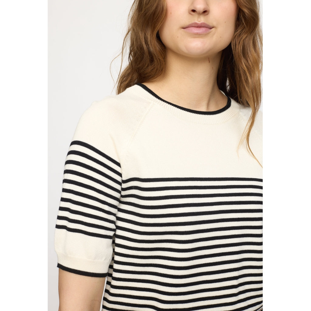 Soft Rebels Marla SS O-Neck Stribet Pullover Sort