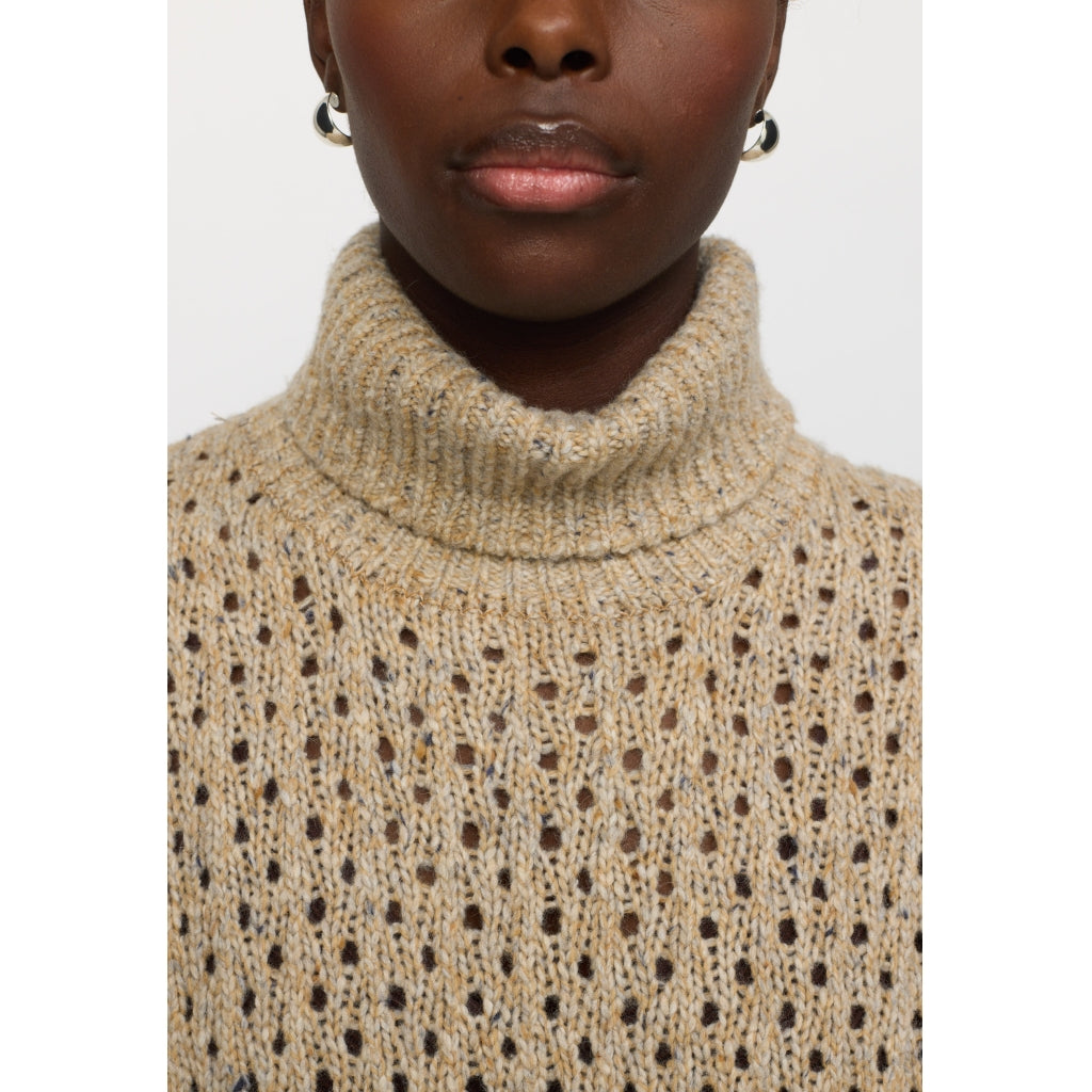 Soft Rebels Sila Highneck Strik Vest Taos Taupe