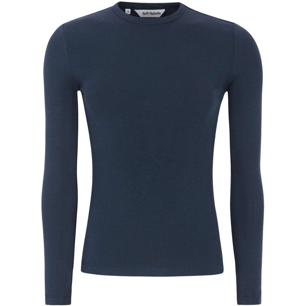 Soft Rebels Fenja O Neck Top Total Eclipse Blå