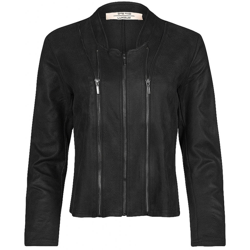 One Two Athena Coated Sueded Jacket Sort