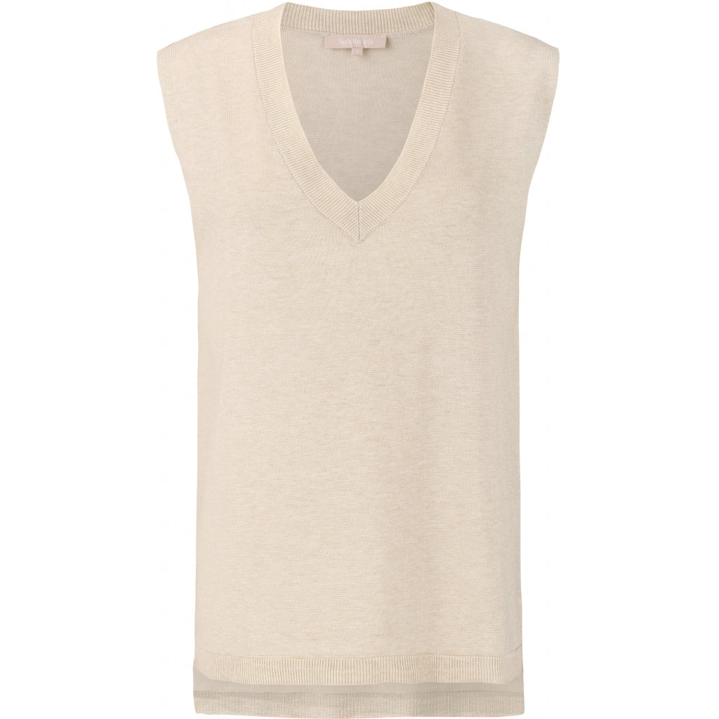 Soft Rebels Marla V-Neck loose Fit Knit Vest Whitecap Grey