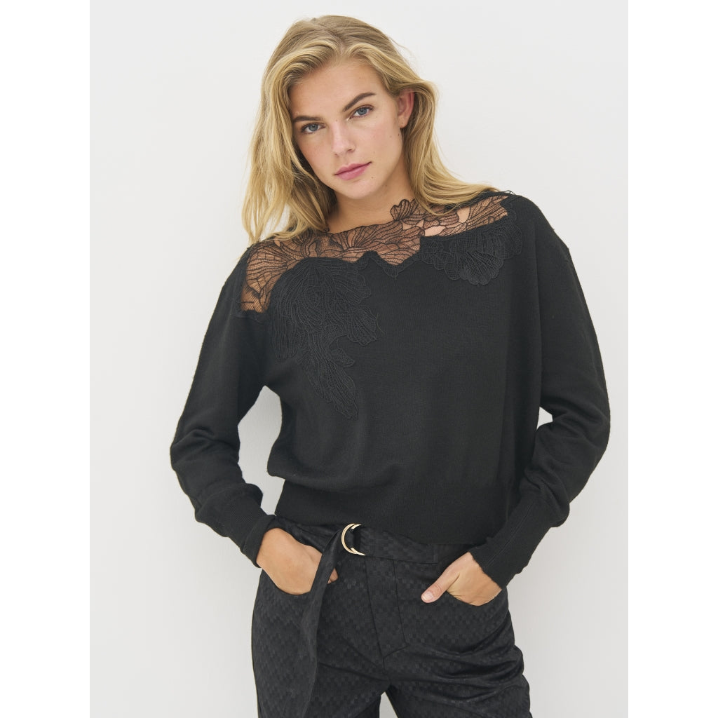 Nü Denmark Bobbi Strik Bluse Sort