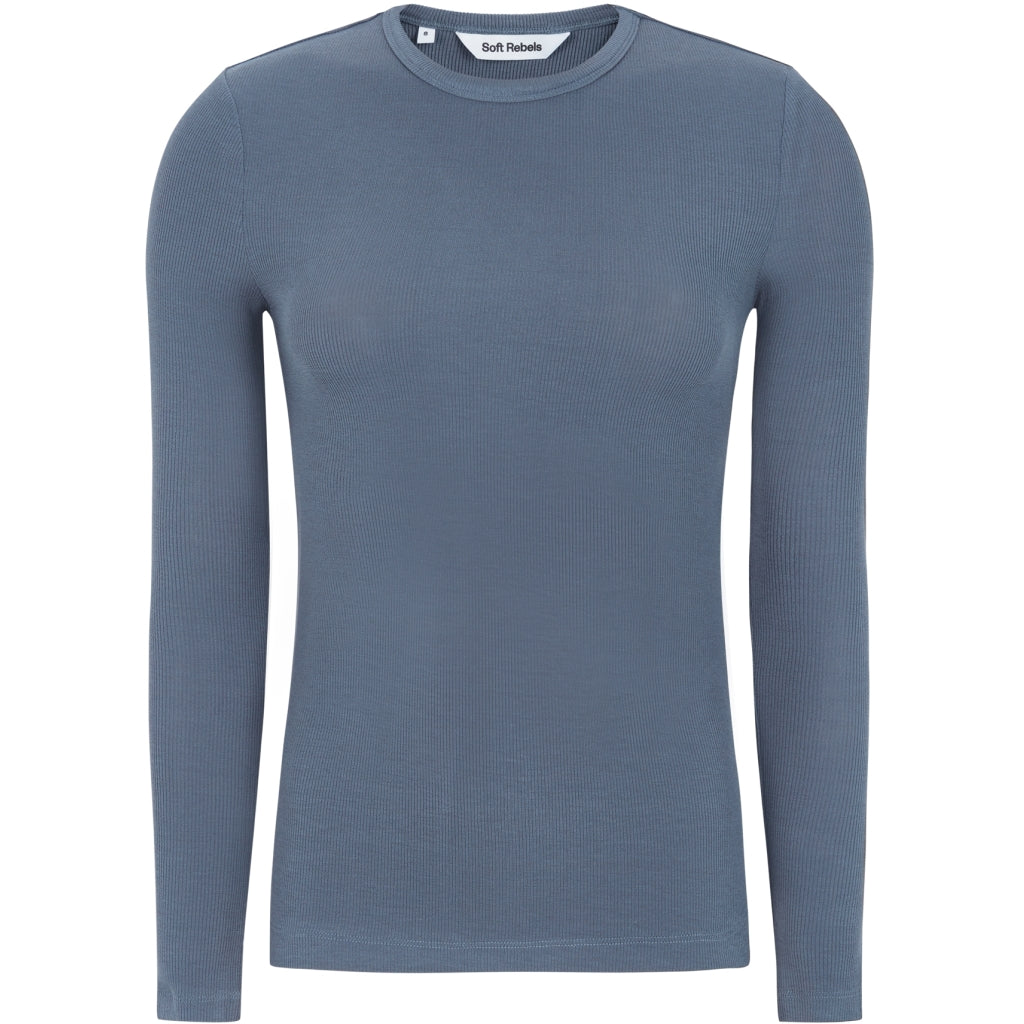 Soft Rebels Fenja O Neck Top Grisaille Blå