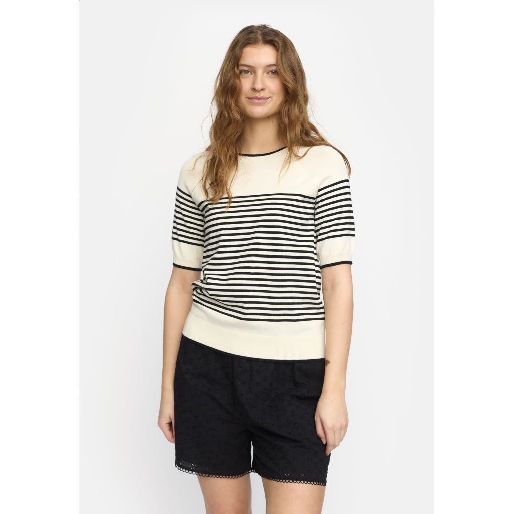 Soft Rebels Marla SS O-Neck Stribet Pullover Sort