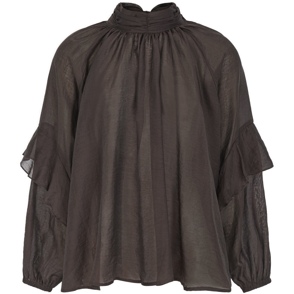 Soft Rebels Rachel Bow Tie Bluse Coffee Brun