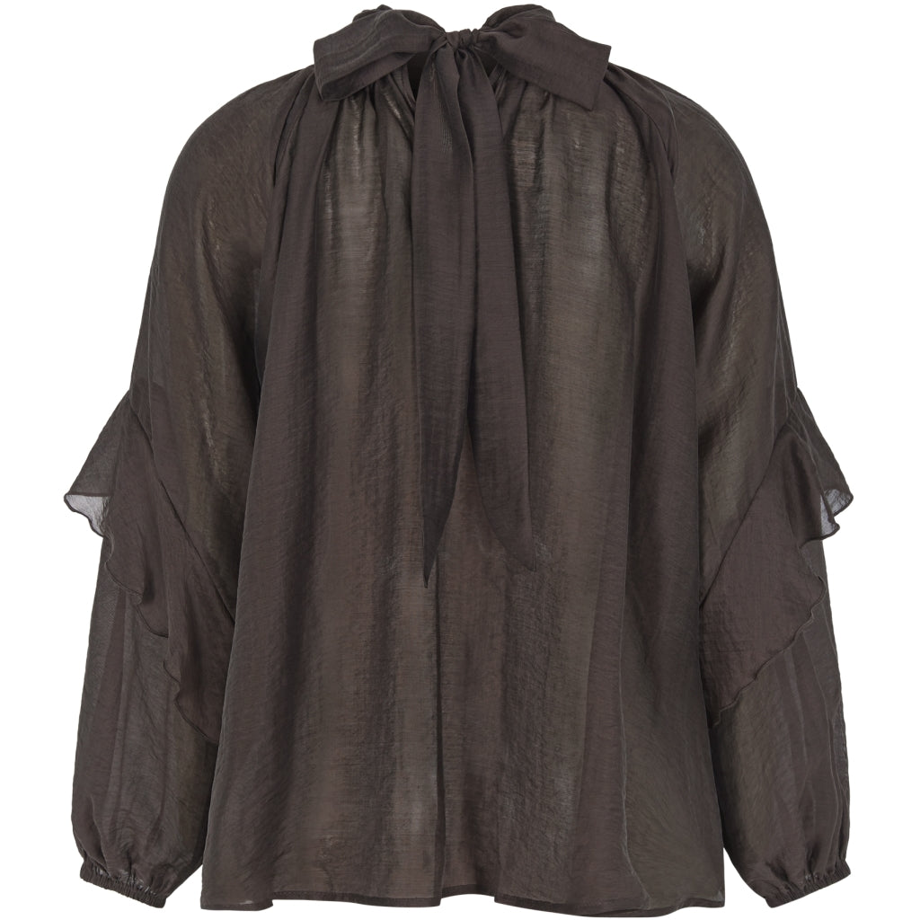 Soft Rebels Rachel Bow Tie Bluse Coffee Brun