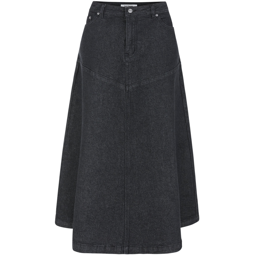 Soft Rebels Jennie Midi Nederdel Denim Sort