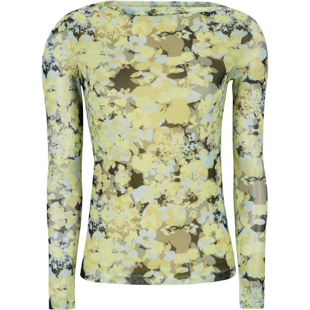 Soft Rebels Samara LS T-Shirt Blomster Lime