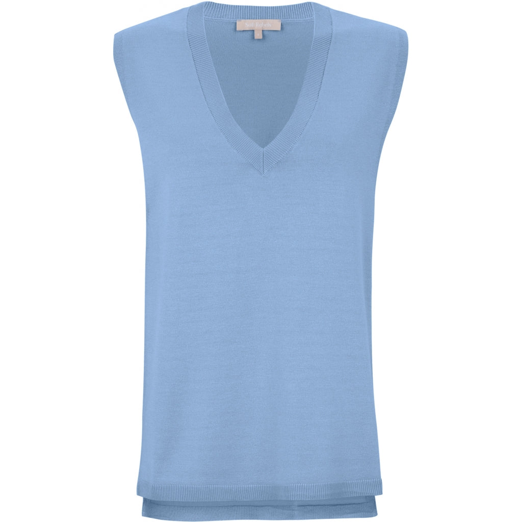 Soft Rebels Marla v-Neck Loose Fit Strik Vest Zen Blue