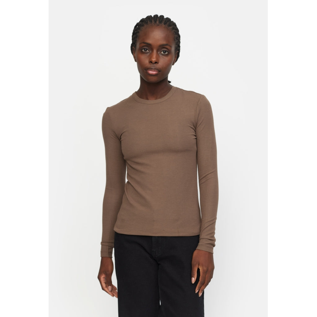 Soft Rebels Fenja O Neck Top Morel Brun