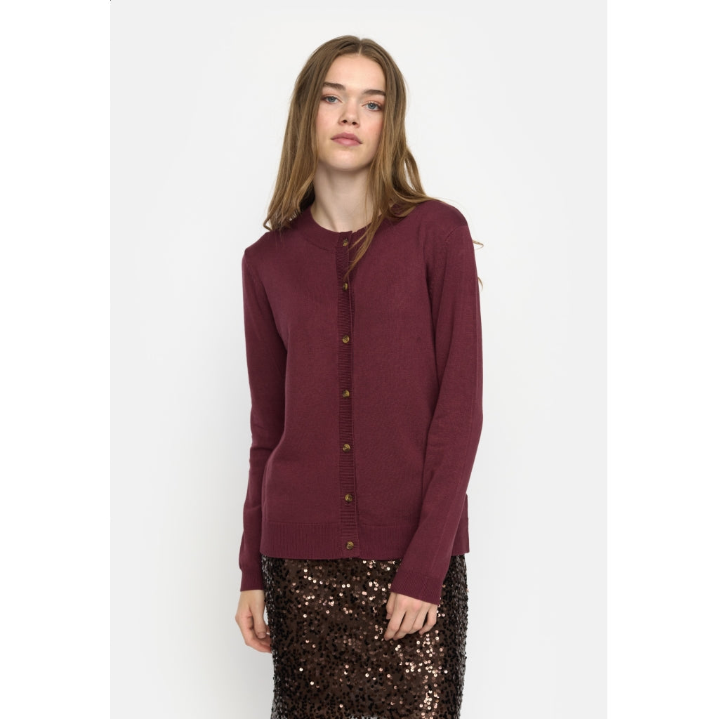 Soft Rebels Marla Strik Cardigan Tawny Port Rød