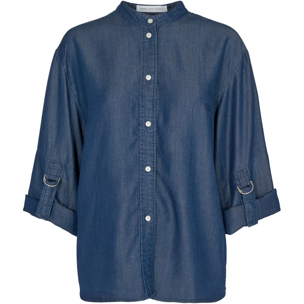 Pieszak New Whitney Skjorte Wash Real Indigo Rinse Denim Blå