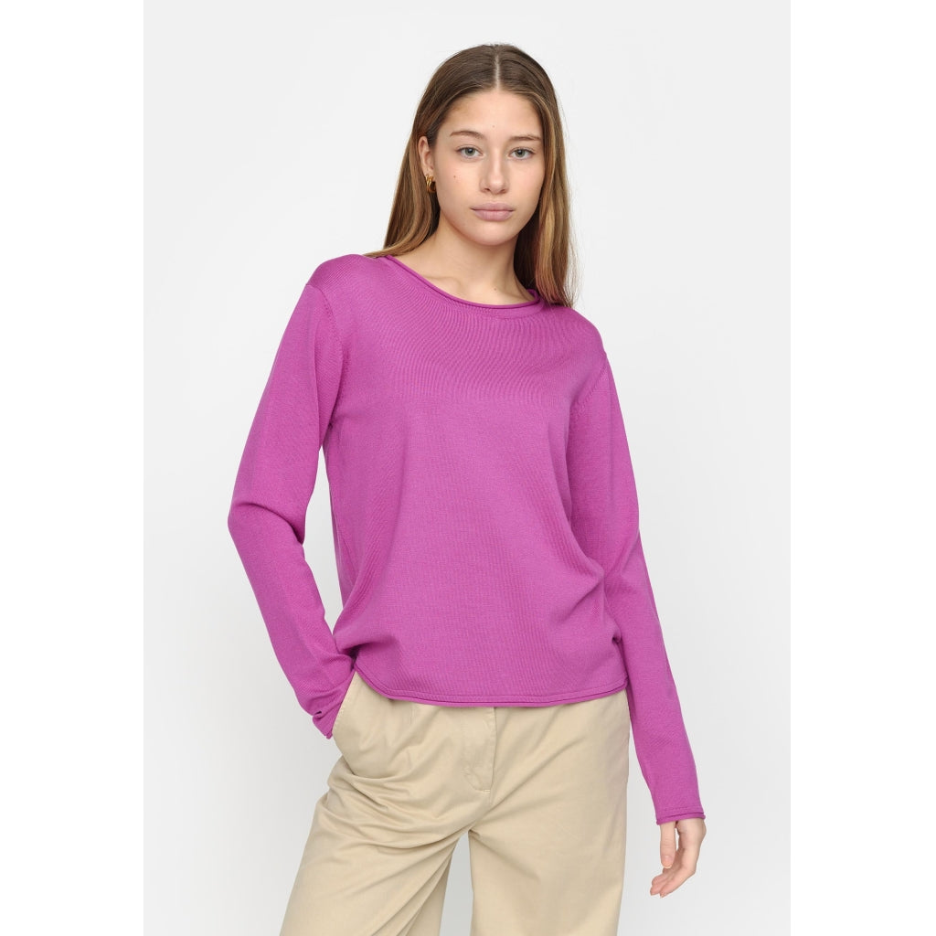 Soft Rebels Marla O Neck Strik Roll Edge Orchid Lilla